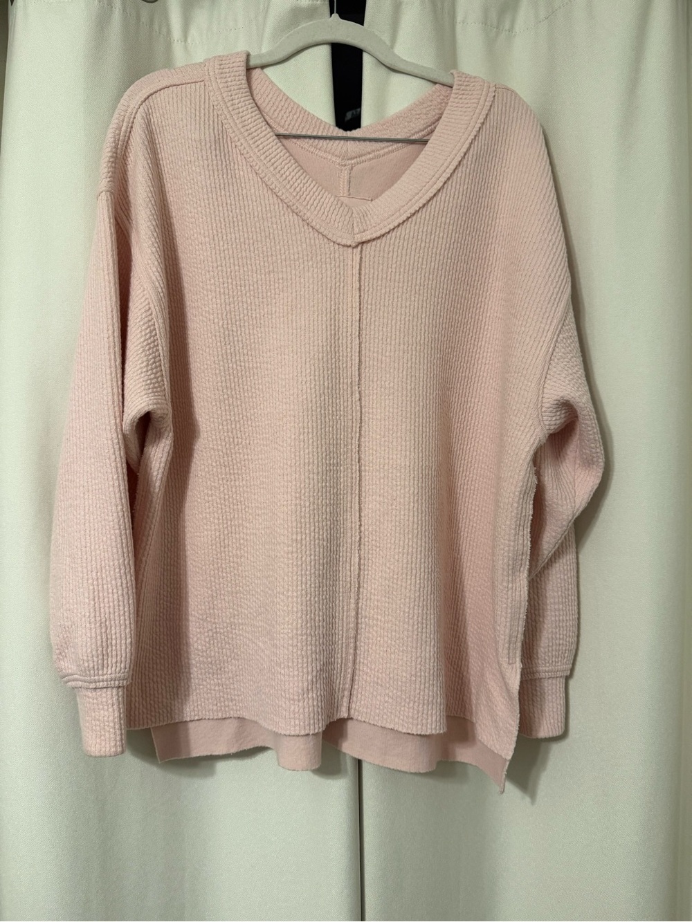 Aerie Soft Pink V-Neck Oversized Sweatshirt Size XS